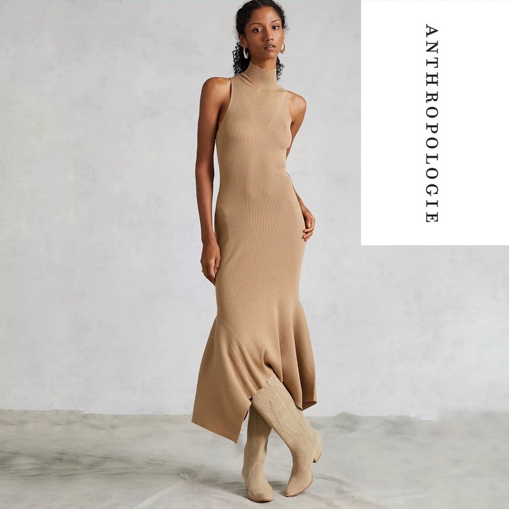 🎈SOLD🎈NWT Anthropologie Cedar Mock Neck Midi Dress - Picture 1 of 11